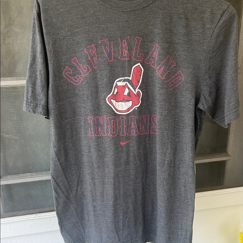 Nike Gray Cleveland Indians Chief Wahoo Tee with Red Logo